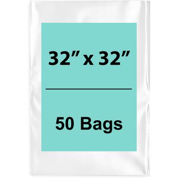 32X32 inches Clear Flat Poly Bags 1.5Mil Open Top (LDPE)